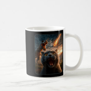 Kattenzelfie met T-rex Dinosaur Grappige Kat T Rex Koffiemok
