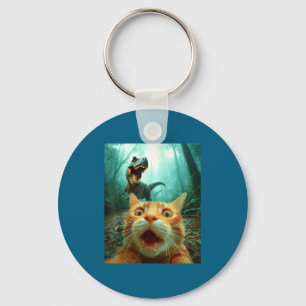 Kattenzelfie met T-rex dinosaurus Trex Dino Mannen Sleutelhanger