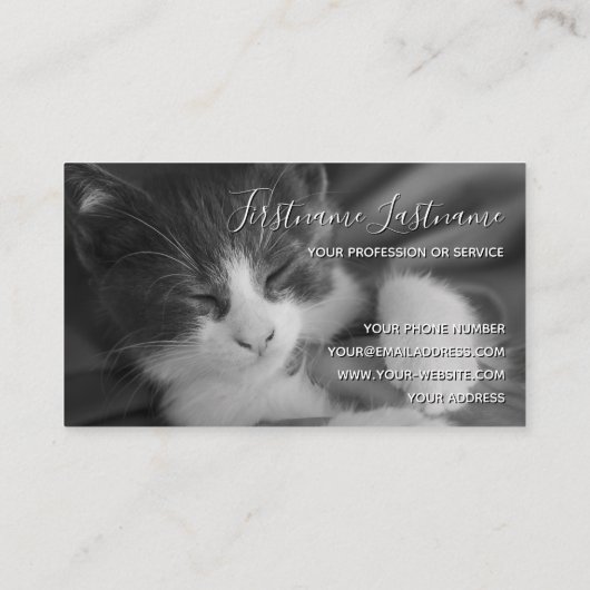 Kattenzetters grappige thuisverzorging, busje visitekaartje (Achterkant)