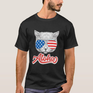 Kattenzonnebril Amerikaanse vlag Schattige kitten T-shirt