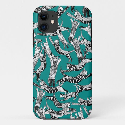kattepartij blauwgroen Case-Mate iPhone case (Achterkant)