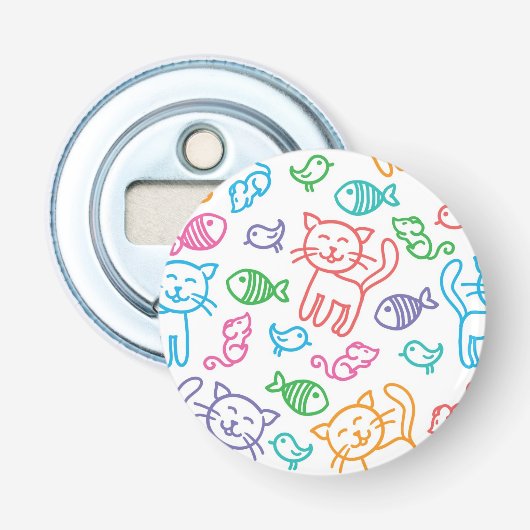 kattepatroon button flesopener (Voorkant)