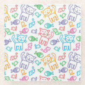 kattepatroon glazen onderzetter (Voorkant)