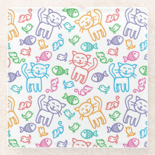 kattepatroon glazen onderzetter