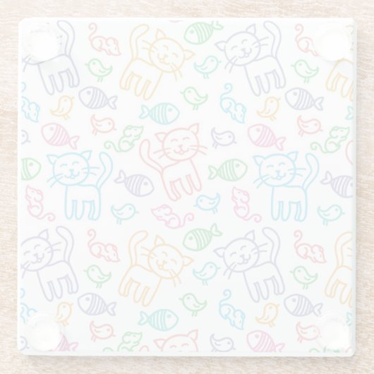 kattepatroon glazen onderzetter (Achterkant)