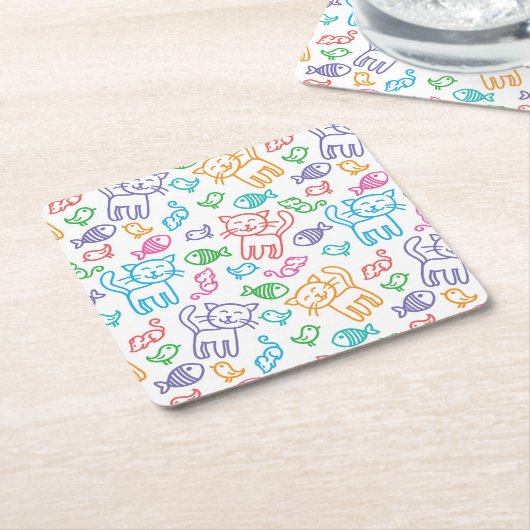 kattepatroon kartonnen onderzetters (Schuin)