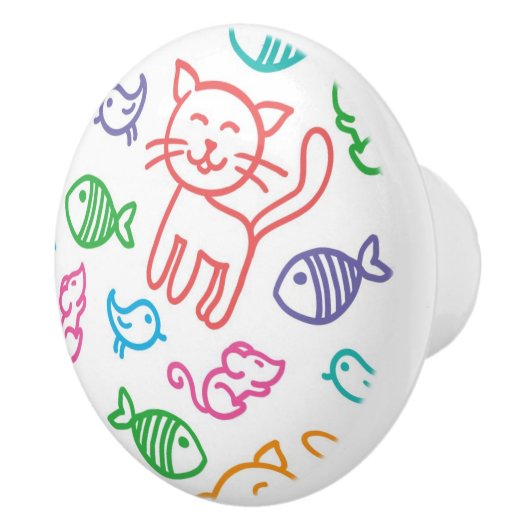 kattepatroon keramische knop (Rechts)