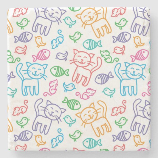 kattepatroon stenen onderzetter (Voorkant)