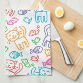 kattepatroon theedoek (Quarter Fold)