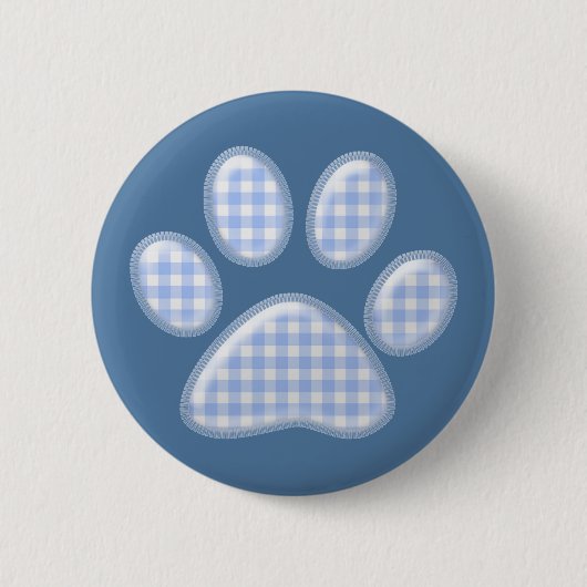 kattepoot van gingham - blauw ronde button 5,7 cm (Voorkant)