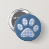 kattepoot van gingham - blauw ronde button 5,7 cm (Voorkant /achterkant)