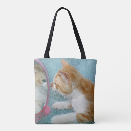kattereflectie in een spiegel tote bag (Achterkant)