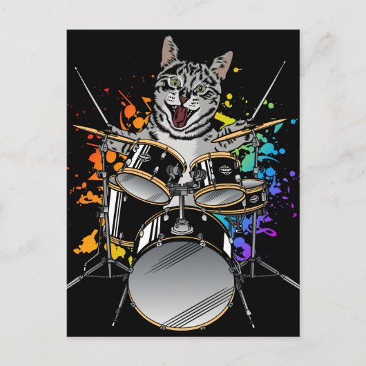 Katterummer drummen briefkaart (Voorkant)