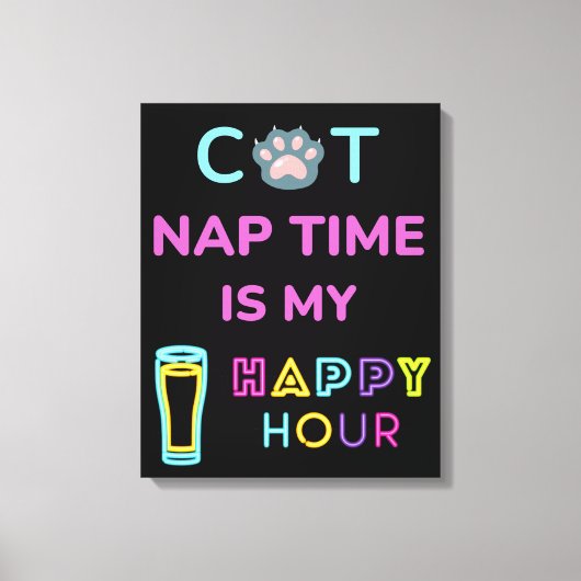 kattetijd is mijn gelukkige uur canvas afdruk (Voorkant)