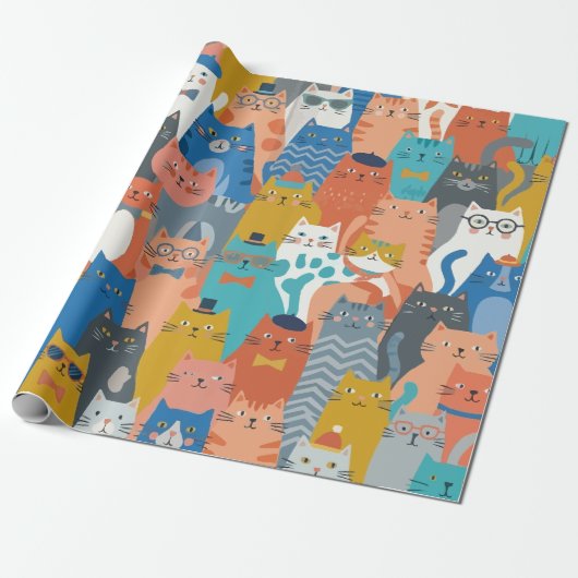KATTFAMILIE CADEAUPAPIER (Uitgerold)