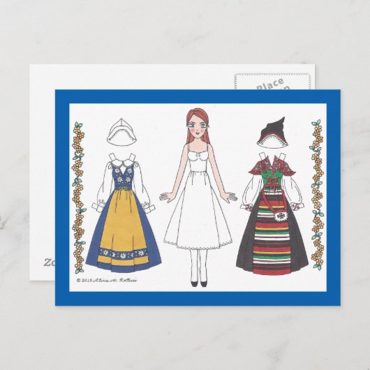 Katti of Zweden Paper Doll Briefkaart (Voorkant / Achterkant)