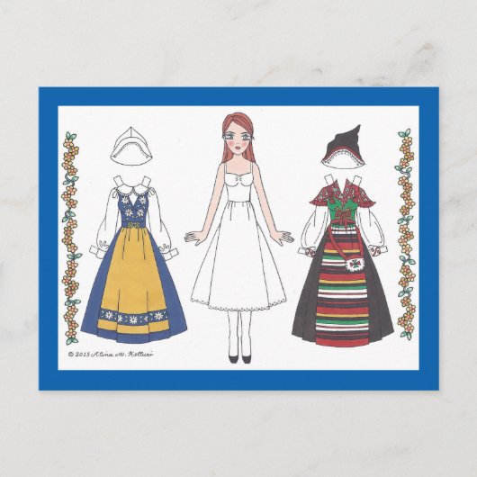 Katti of Zweden Paper Doll Briefkaart (Voorkant)