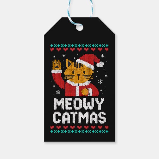 Kattig Katkerstmis Cadeaulabel (Voorkant)