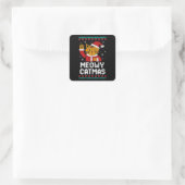 Kattig Katkerstmis Vierkante Sticker (Tas)