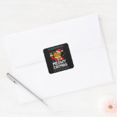 Kattig Katkerstmis Vierkante Sticker (Envelop)