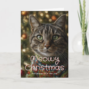 Kattig kerst familie kat foto feestdagen kaart