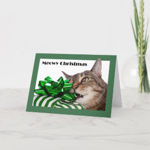 Kattig (kerst) Kerstmis Cute Kat Met Cadeau Feestdagen Kaart