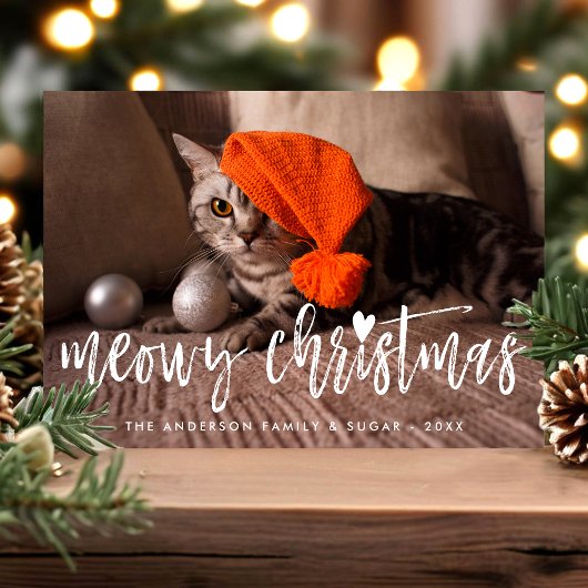Kattig Kerstborstel Script Moderne Huisdier Kat Fo Feestdagenkaart