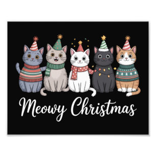 Kattig kerstfeest Gelukkig kattenjaar Kattenliefhe Foto Afdruk