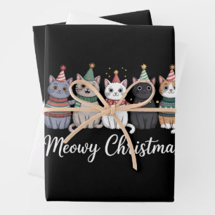 Kattig kerstfeest Gelukkig kattenjaar Kattenliefhe Inpakpapier Vel