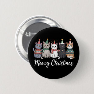 Kattig kerstfeest Gelukkig kattenjaar Kattenliefhe Ronde Button 5,7 Cm