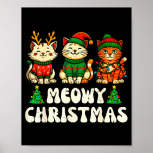 Kattig kerstfeest Grappige kat Kerst Kitty Kat Lie Poster