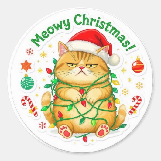Kattig kerstfeest grappige kat Sticker (Voorkant)