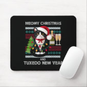 Kattig kerstfeest grappige tuxedo kat kerstmuts le muismat (Met muis)