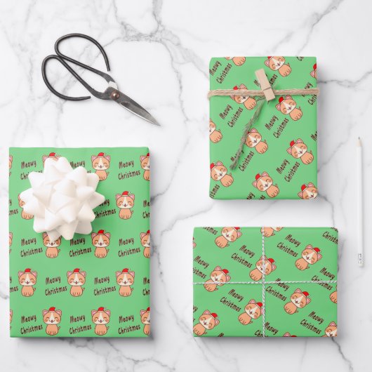 Kattig kerstfeest inpakpapier vel (Voorkant)