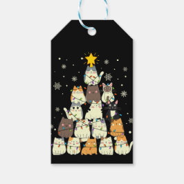 Kattig kerstfeest Katten Kerstboom Cadeaulabel