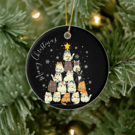 Kattig kerstfeest Katten Kerstboom Keramisch Ornament