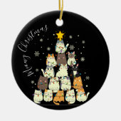 Kattig kerstfeest Katten Kerstboom Keramisch Ornament (Voorkant)