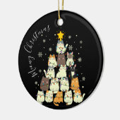 Kattig kerstfeest Katten Kerstboom Keramisch Ornament (Links)
