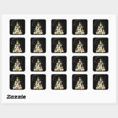 Kattig kerstfeest Katten Kerstboom Vierkante Sticker (Vel)