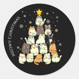 Kattig kerstfeest Kattenkerstboom Ronde Sticker