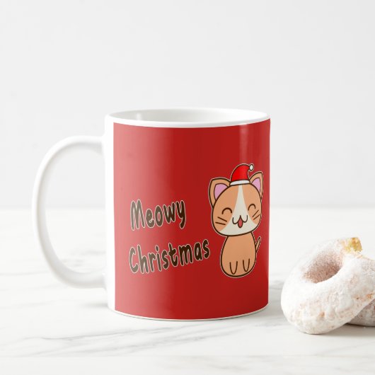 Kattig kerstfeest koffiemok (Met donut)