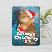 Kattig kerstfeest leuk modern foto feestdagenkaart (Staand voorkant)