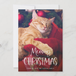 Kattig kerstfeest Mooie grappige huisdier kat fo Feestdagenkaart