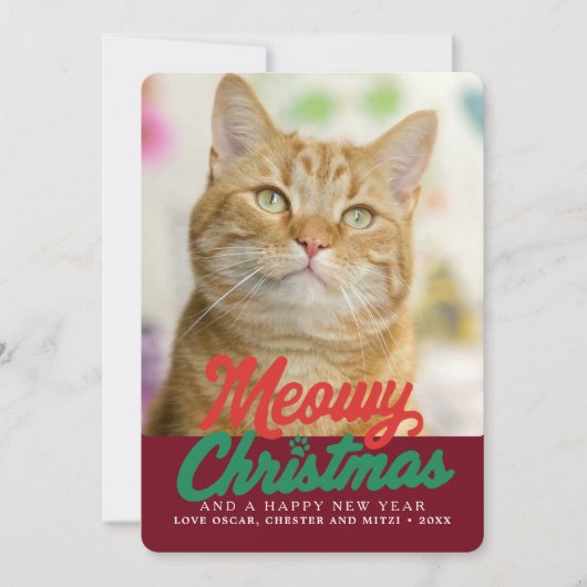 Kattig kerstfeest Mooie kattenfoto Kerstmis Feestdagenkaart (Voorkant)