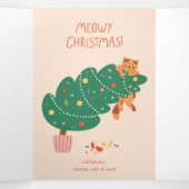 Kattig kerstfeest - Ondeugende kattenspul Drieluik Wenskaart (Binnenkant midden)