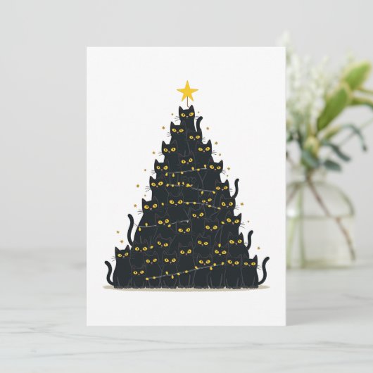 Kattig kerstfeest, prettig kattenkerst kaart (Staand voorkant)