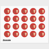 Kattig kerstfeest ronde sticker (Vel)