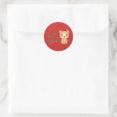 Kattig kerstfeest ronde sticker (Tas)
