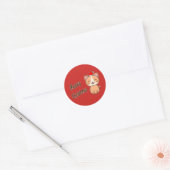 Kattig kerstfeest ronde sticker (Envelop)