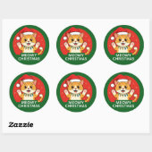 Kattig kerstfeest ronde sticker (Vel)